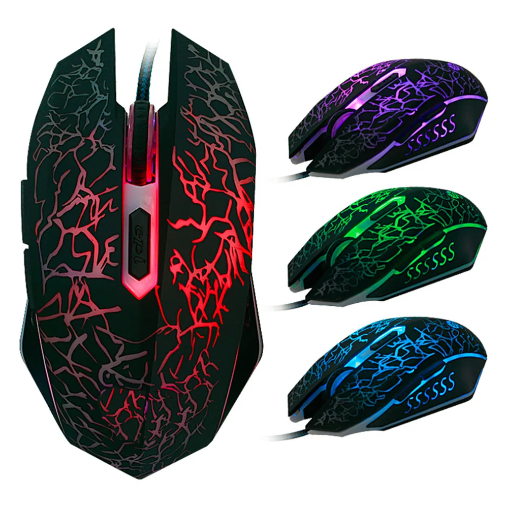 Wrangler Style Colorful Lumi¨res Filaire Optique Portable PC Ordinateur Portable Jeux Gamer Gaming Mouse Pour Gamer