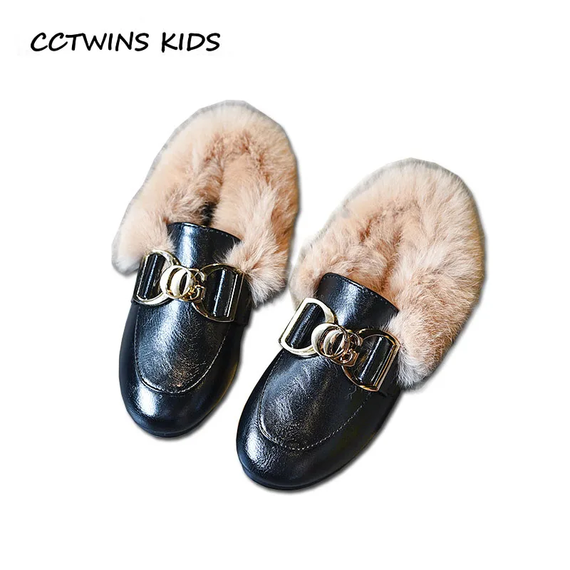 

CCTWINS KIDS 2018 Winter Boy Brand Pu Leather Warm Flat Baby Girl Fashion Loafer Children Slip On Shoe Black GL2007