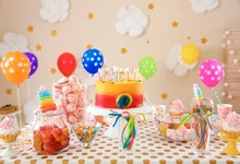 

Laeacco Colorful Balloon Cake Birthday Dessert Family Party Baby Child Photo Backgrounds Photography Backdrops For Photo Studio