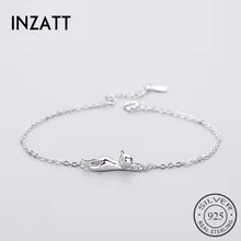 INZATT модный панк милый маленький кот браслет Настоящее 925 пробы серебряные аксессуары для женщин металлическая цепочка модный подарок для ювелирных изделий
