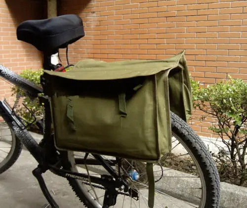 

VINTAGE GREEN CANVAS MILITARY SURPLUS STYLE MESSENGER BAG BICYCLE PANNIER - World military Store