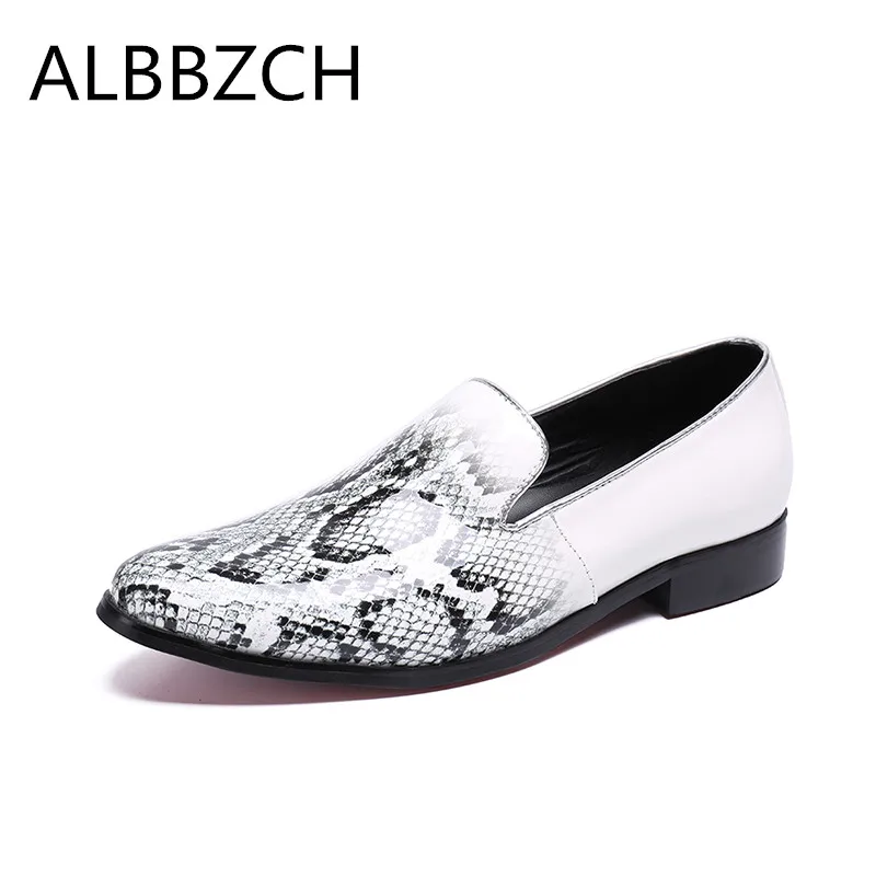 white snakeskin slip on shoes