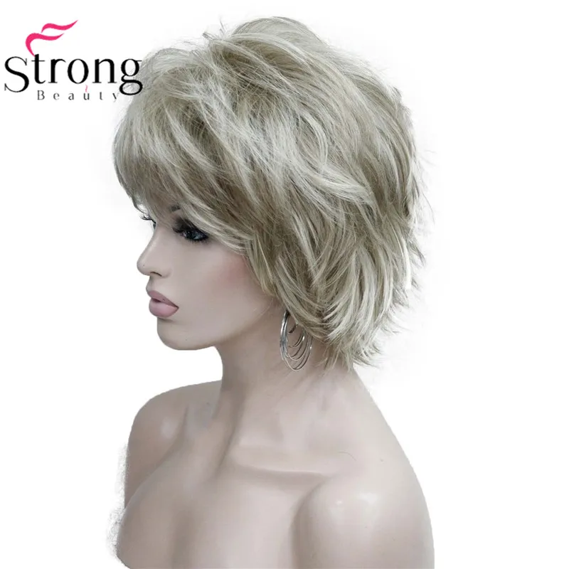 StrongBeauty короткий флип-ап блонд микс полный синтетический парик выбор цвета