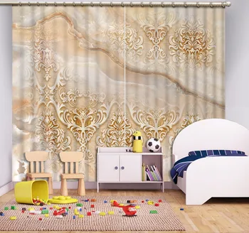 

European style 3D Curtains Marble pattern For Living room Curtains Window Decoration
