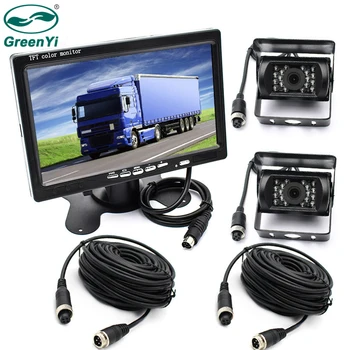

GreenYi 7 inch Truck Monitor with 2 pcs 18 LED IR Night Vision Waterproof Vehicle Rear View Camera for Bus/Trailer/Pickups/RV