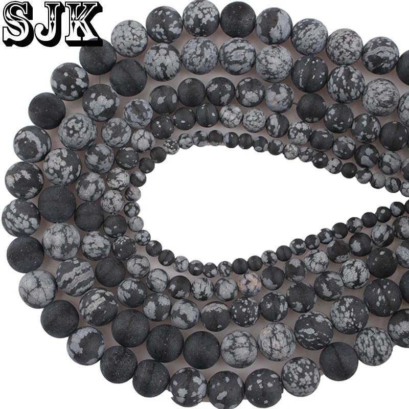 

Natural Stone Beads Matte Frost Snowflake Stone Round Loose Beads 4 6 8 10 12mm For Bracelets Necklaces Jewelry diy Making