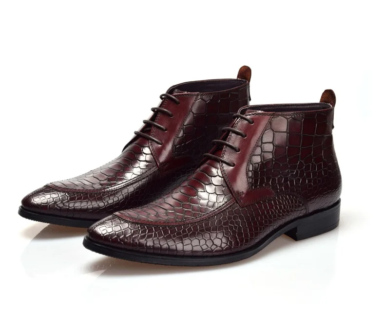 0 : Buy Fashion Black / brown tan mens shoes crocodile grain mens ankle boots ...