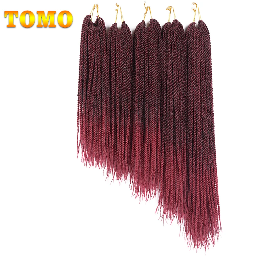 

TOMO Ombre Braiding Hair Kanekalon Crochet Braids Small Senegalese Twist 14" 16" 18" 20" 22" 30roots Pre Braided Hair Extensions