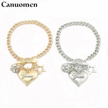 Canuomen горный хрусталь Женский браслет новая мода Лук Сердце Серебро Золото Браслеты-Подарки для девочек bransoletki damskie ювелирные изделия
