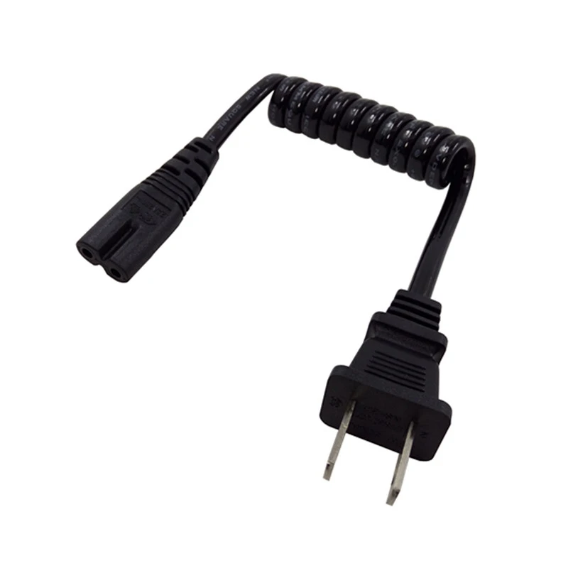 

JP US NEMA 1-15P 2PIN Plug To IEC320 C7 IEC 320 FEMALE AC Short Portable Cord PU Spring Strech Retractable Power cable 10-30cm