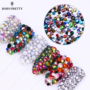 

300Pcs Chameleon Nail Rhinestone Shiny Opal Flat Bottom Multi-size Colorful Tips Nail Art 3D Decoration