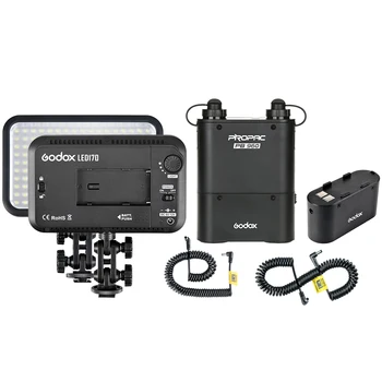 

2x Godox LED 170 II Video Light + PB960 Battery Pack + BT4300 Output Battery Chamber + 2x LX Power Cables For Photography