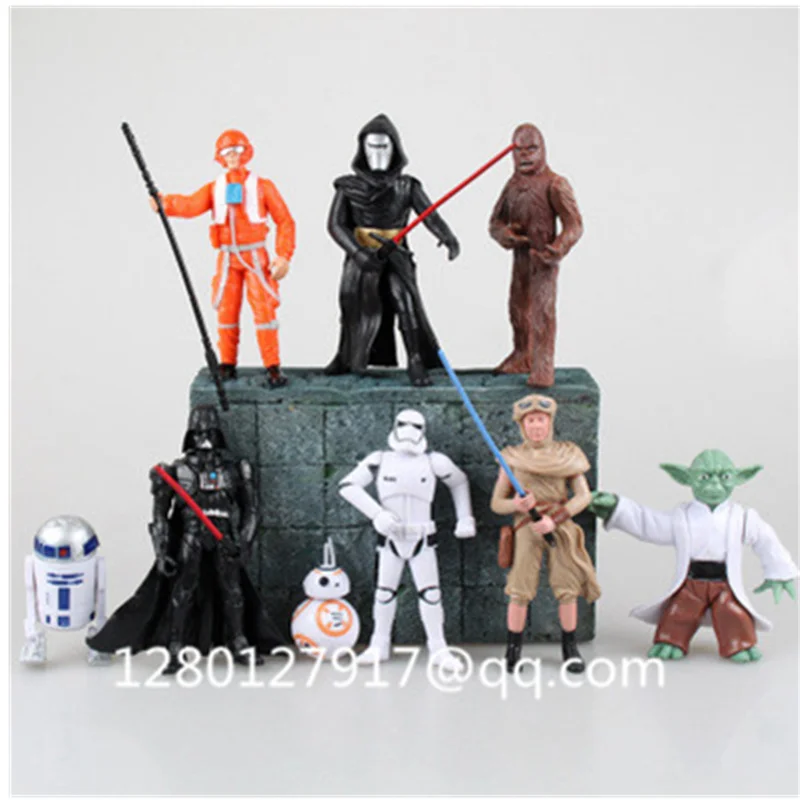 

8 Pcs/set Star Wars Darth Vader Darth Maul Chewbacca Yoda PVC Action Figure Collectible Model Toy OPP P308