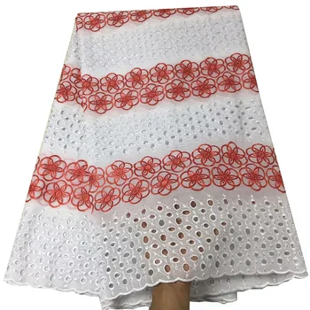 

White cotton lace high quality fabric african swiss voile lace latest embroidered cotton material 2018 floral cotton fabric