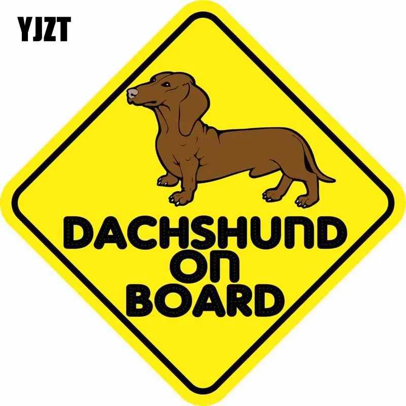 

YJZT 12.7CM*12.7CM DACHSHUND ON BOARD Dog Warning Mark Car Styling Reflective Car Sticker C1- 7360