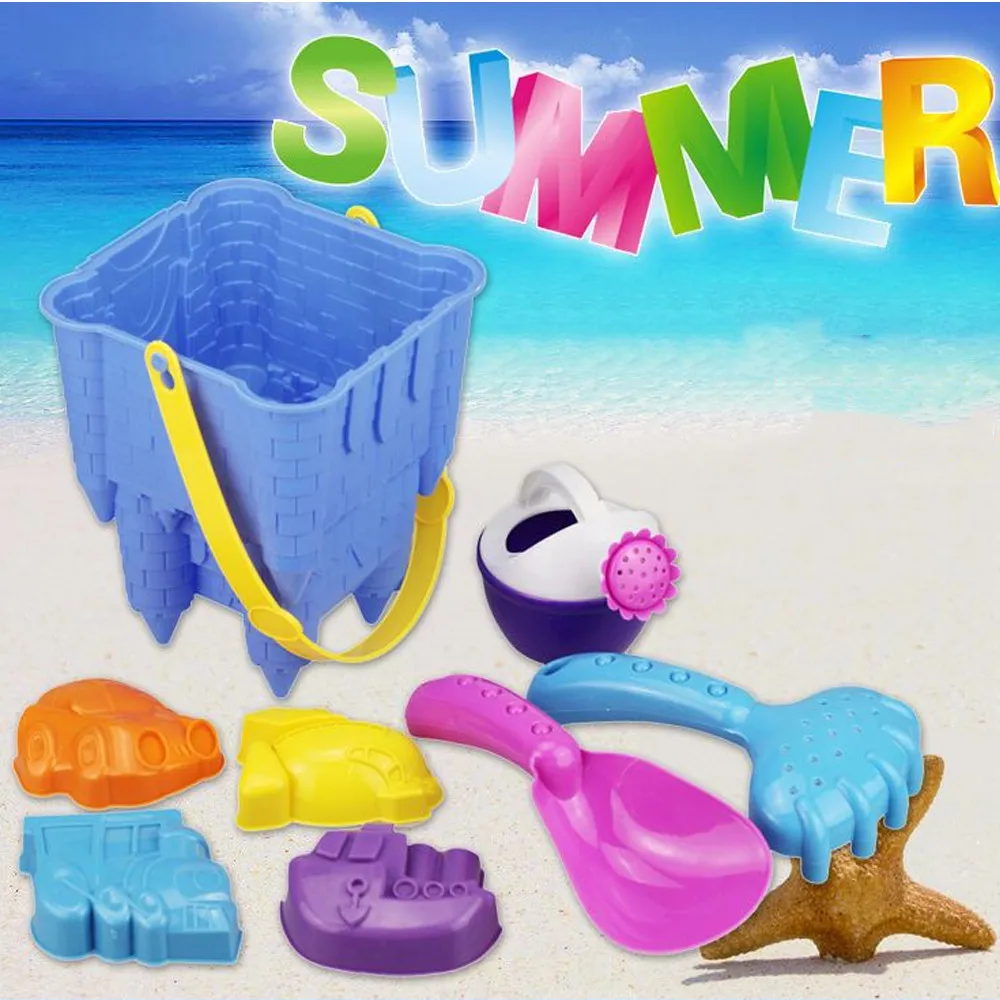 

Huang Neeky 2019 #401 TOYS 8PCS Sand Beach Kids Beach Castle Bucket Spade Shovel Rake Water Tools Toys Funny gifts Free Shipping