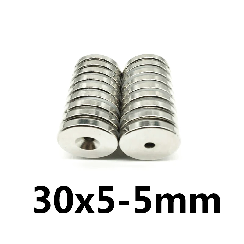 

2pc 30mm x5mm-5 NdFeB Ring Magnet Dia. 30x5 mm thick M5 straight Hole Neodymium Rare Earth Permanent Magnet 30*5-5mm