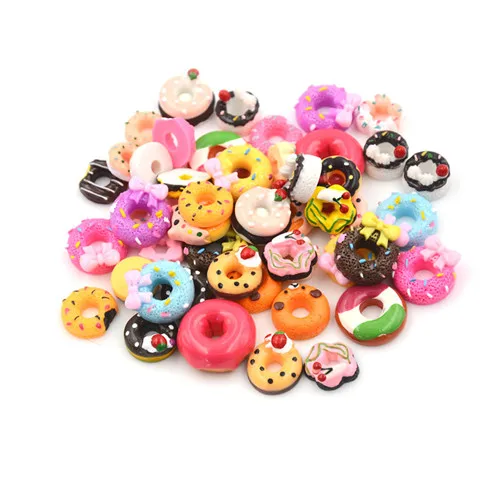 

10Pcs Resign DIY Phone Case Decor Crafts Miniature Resin Doughnut Dollhouse Food Random color