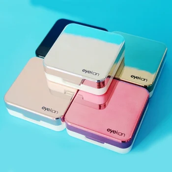 

High Quality Reflective Cover Contact Lens Case With Mirror Color Contact Lenses Case Container Cute Lovely Travel Kit Box Women