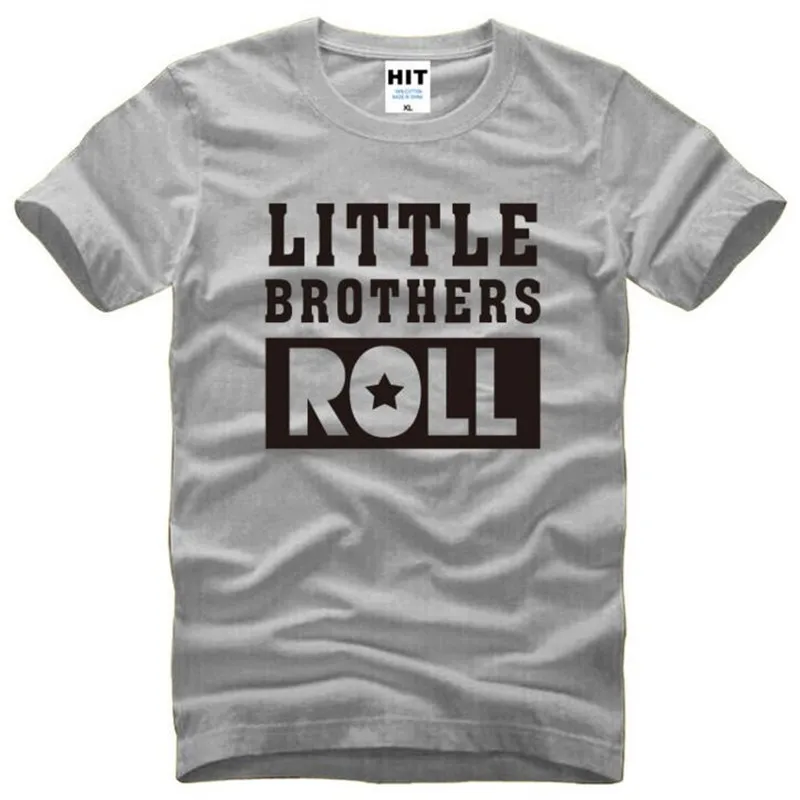 Рулонная креативная Мужская футболка с надписью &quotLittle Brothers&quot летняя стильная