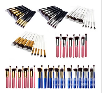 

10 Pcs Silver/Golden Makeup Brush Set Foundation Blending Blush Makeup Tool Powder Eyeshadow Cosmetic Set / by dhl 100sets