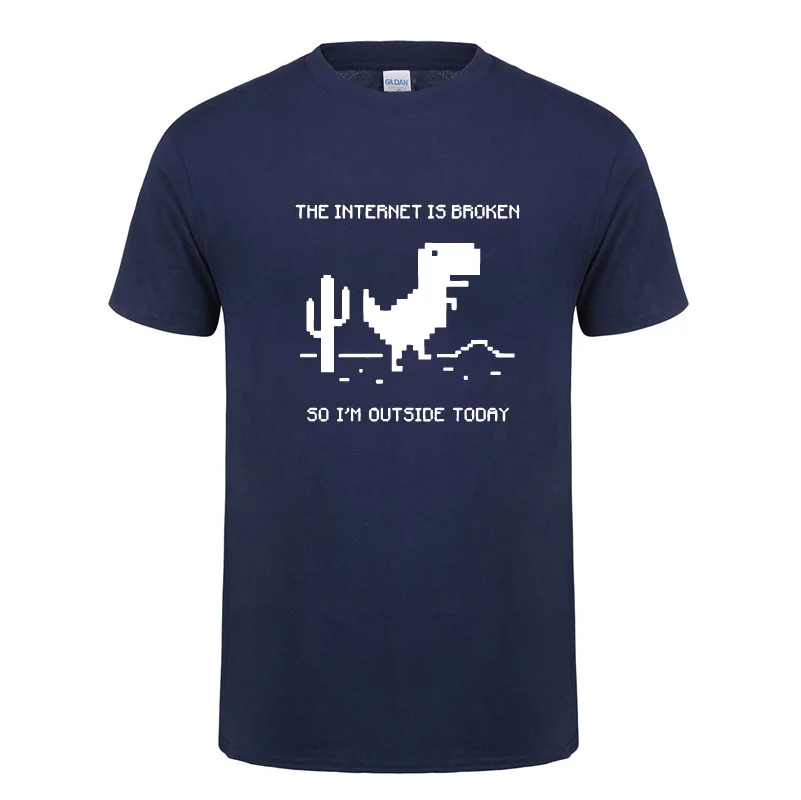 Интернет разбитая веб-страница компьютерная футболка с динозавром Забавный подарок на день рождения для мужчин парню, электрику, программисту, гику, футболки - Цвет: Тёмно-синий