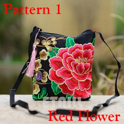 Цветочная Бохо тайская вышитая холщовая сумка-мессенджер Китайская национальная маленькая сумка через плечо известный бренд сумки через плечо - Цвет: Pattern 1 Red