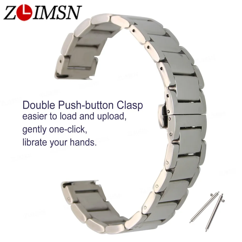 Zlimsn Stainless Steel Polishing Bracelet Watch Band Replacement Flat