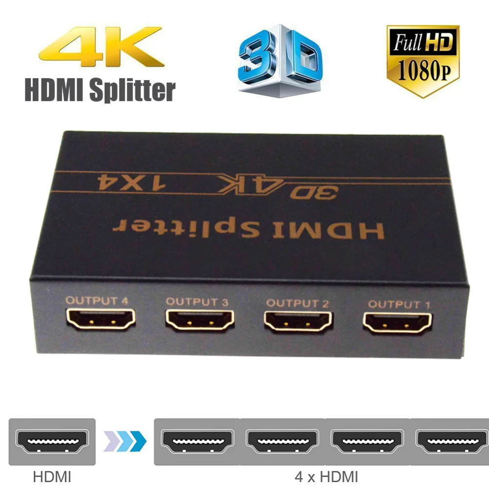 HDMI сплиттер 1X2/1X4/1X8 Ultra HD 4K Full HD 1080P сплиттер HDMI 1 в 2/4/8 выход видео сплиттер для DVD HD tv PS3 Xbox