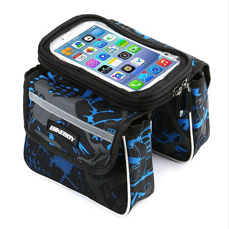 Sale Bike Top Tube Bilateral Bag Bicycle Mobile Phone Bags TPU Touch 5.7inch, MTB Mountain Bike Reflective Removable Accessories Bag 0