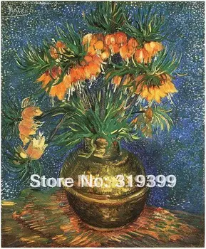 

100% handmade Vincent Van Gogh Oil Painting on linen canvas, Fritillaries in a Copper Vase,100% handmade,Free Shipping