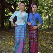 Южно-Восточная Азия, этническое платье принцессы Даи, традиционная одежда, летний топ с коротким рукавом+ юбка, женские костюмы для праздников