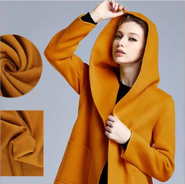 

High-grade brown cashmere wool fabric smooth hair short woolen cloth winter clothing wool fabrics wholesale