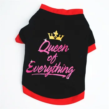 

Black Letter Print QUEEN Dog Vest Breathable Spring and Summer Cotton T-shirt for Small Dog Teddy Bomei Poodle