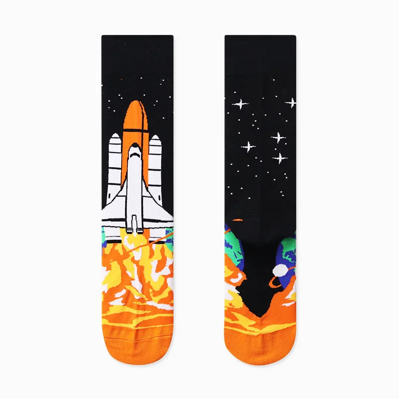 Все свои творческие возможности ракета, космонавт Mars носки с мультяшным рисунком узор Для мужчин носки Красивые забавные Женские носочки из хлопка Повседневное счастливые носки оптом