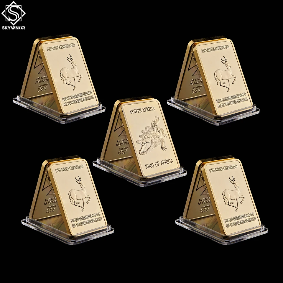 

5PCS South Africa Gold Bullion Bar Wildlife Animal Deer And Crocodile Commemorative Coin