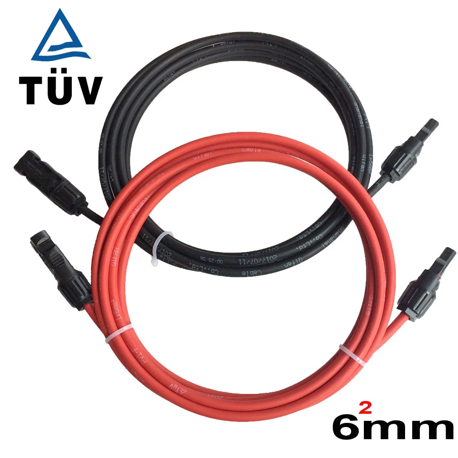 Estanhado-condutor de Cobre 6mm2 com Conector Fio de Cabo Frete Grátis Solar pv Cabo Aprovado Isolamento Awg Tuv