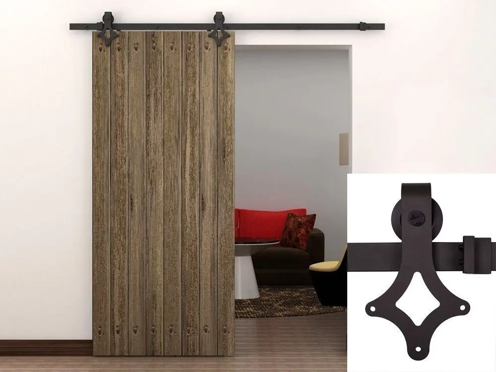 Us 76 79 Free Shipping Rustic Black Vintage Rhombus Style Sliding Barn Door Hardware Barn Door Track System 4ft 5ft 6ft 6 6ft 8ft 8 2ft In Doors