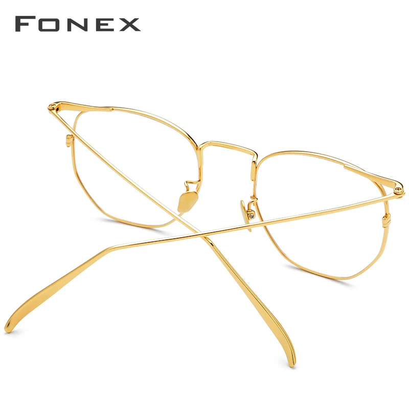 FONEX-Montura de gafas de titanio puro B para hombre y mujer, anteojos de moda polígonos ultraligeros, 885