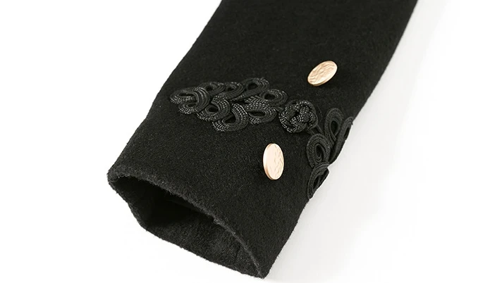 Bootyjeans высокого класса женские короткие дизайн Осень Зима шерстяные куртки черный вышивка кнопка Тонкий шерстяное пальто европейский стиль