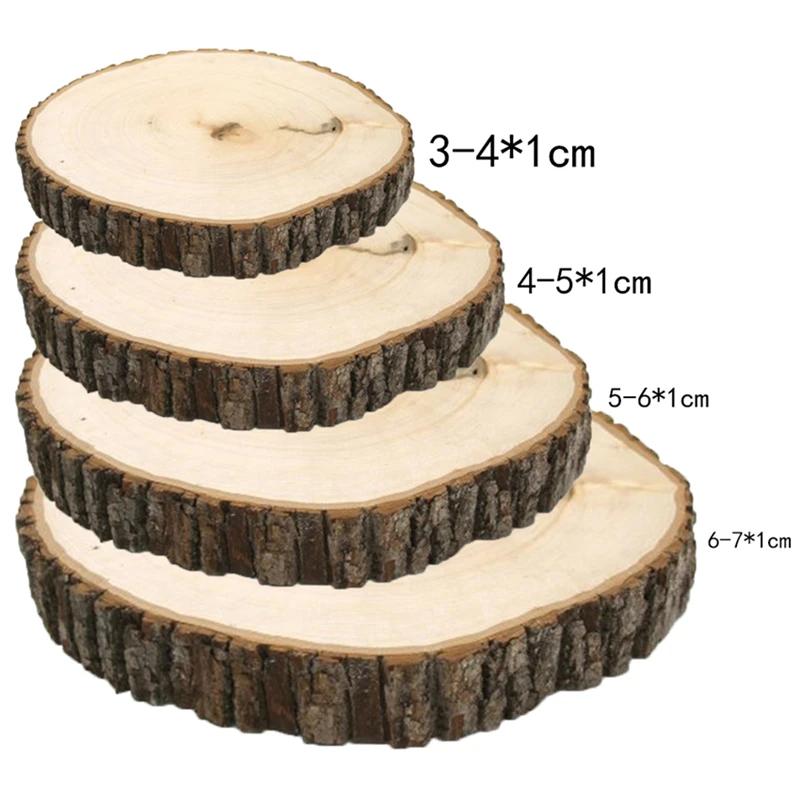 50 шт. необработанные деревенские натуральные круглые деревянные ломтики круги с деревом коры бревна диски для DIY ремесла Свадебная вечеринка Декор LQW2891