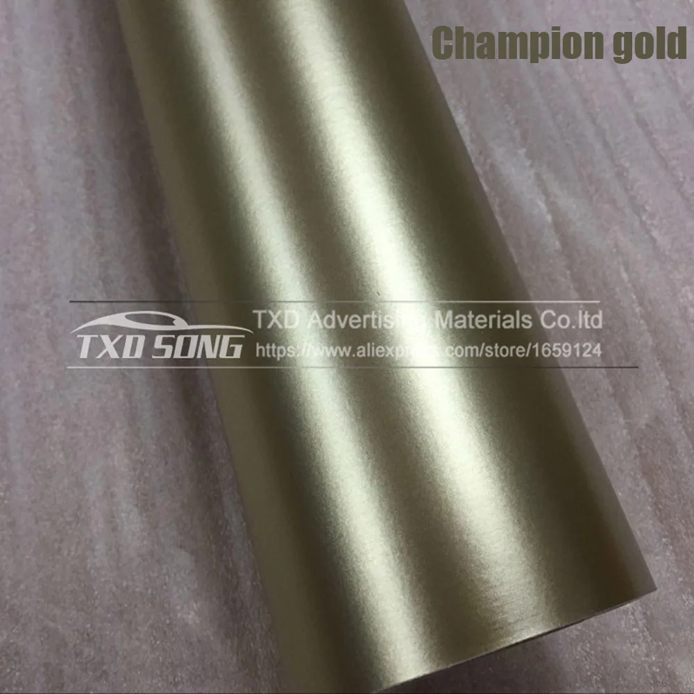 

Champion gold Matte Chrome Brushed Metallic Vinyl Film Sticker Bubble Free Brushed Metallic Car Wrapping brown brushed film