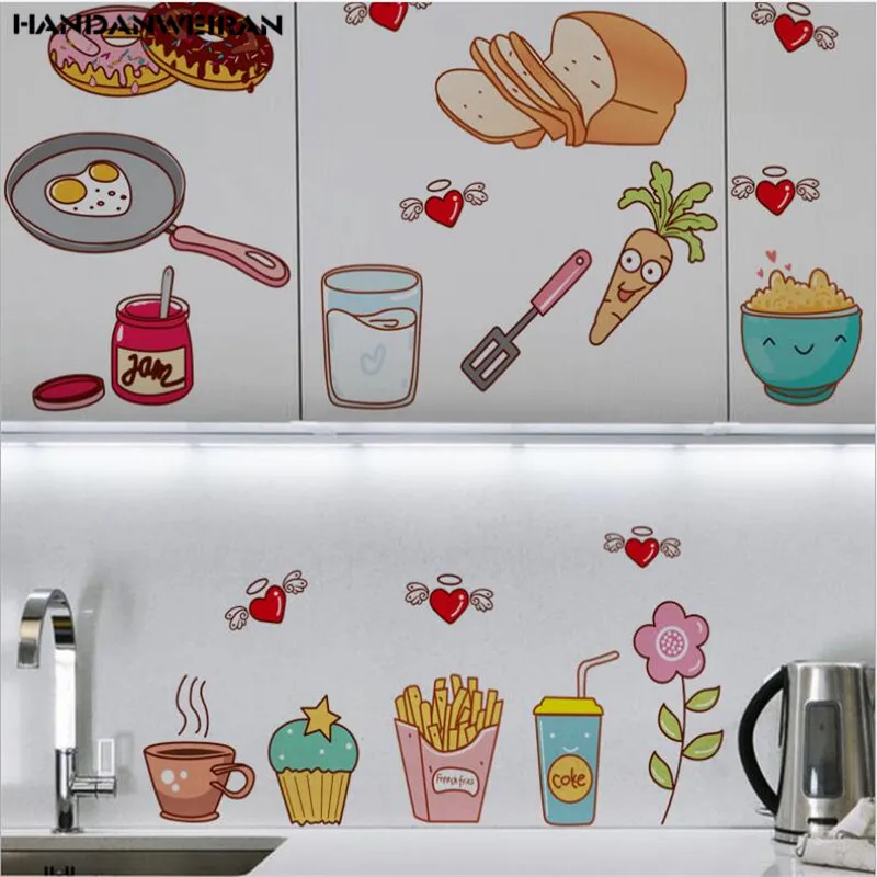 

1PCS Cartoon Kitchen Refrigerator Door Stickers Decorative Stickers Food Fruit DIY cabinet