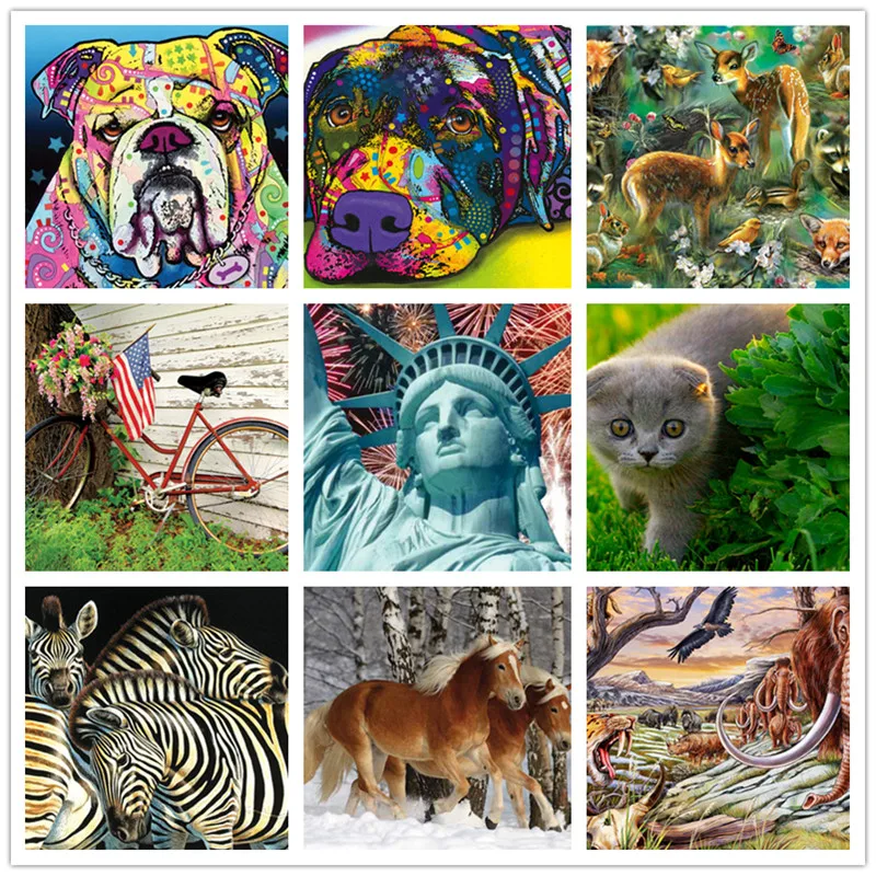 

5D diy diamond embroidery mosaic pattern cartoon character animal home decoration cross stitch round diamond painting sticker se