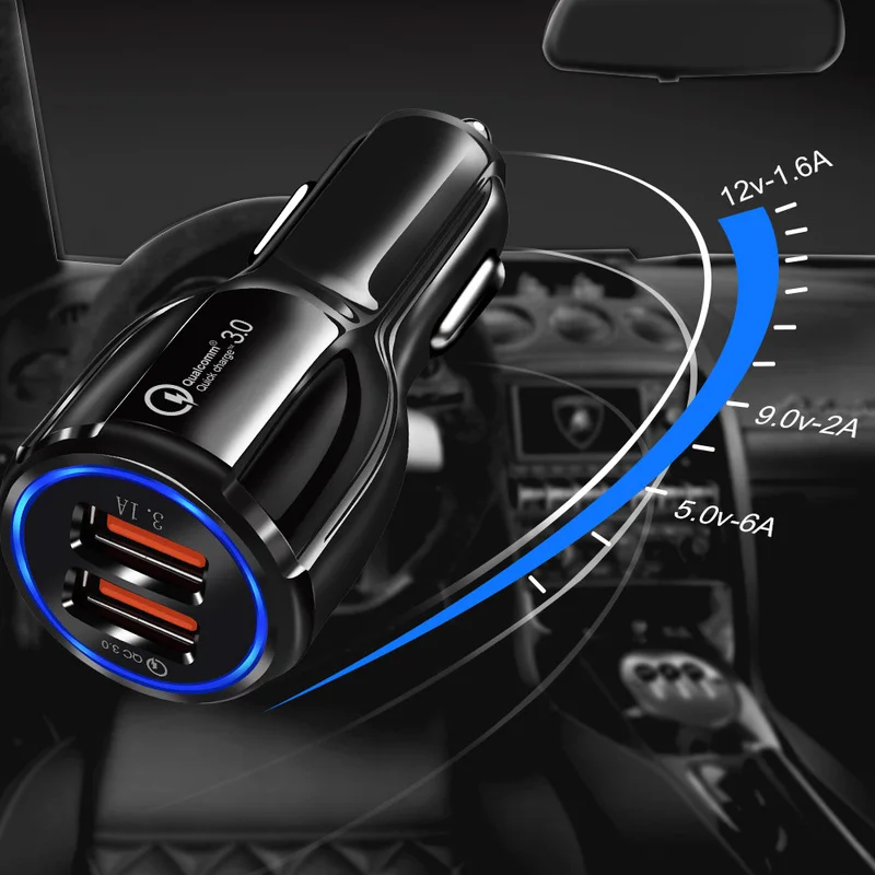 شاحن سيارة ثنائي USB سريعة تهمة 3.0 2.0 ل فون XS X 8 باد سامسونج S9 S10 زائد Xiaomi QC 3.0 الهاتف سريع محول الشحن