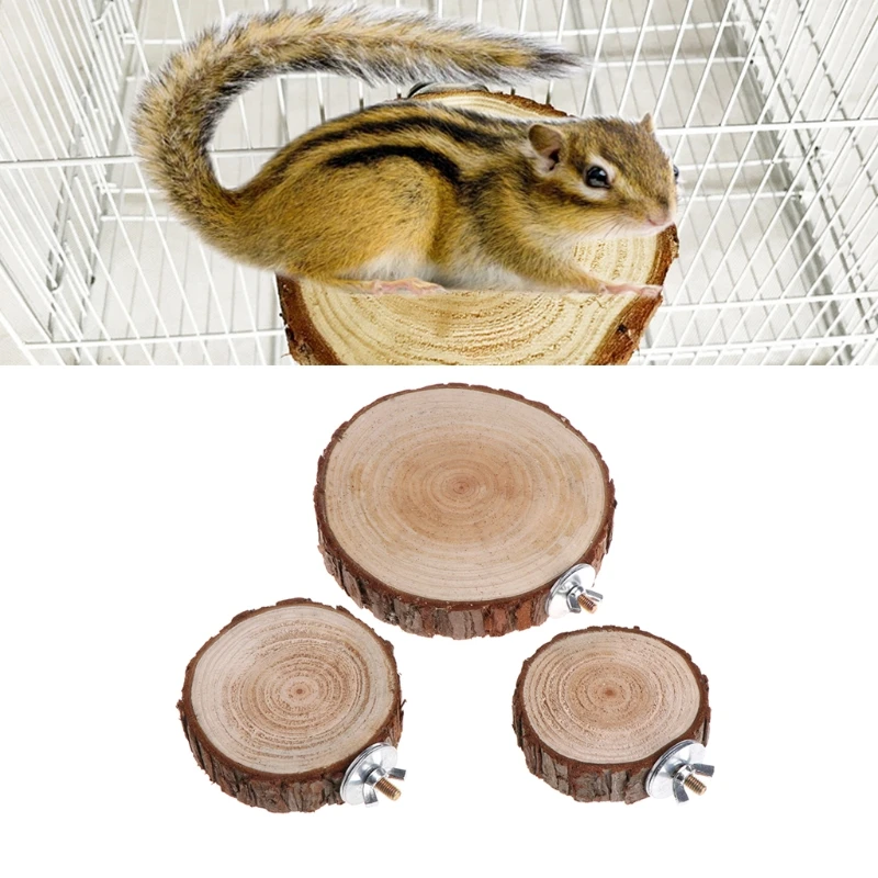 Cage à oiseaux pour animaux de compagnie, plate-forme de perchoir ronde en bois pour hamster