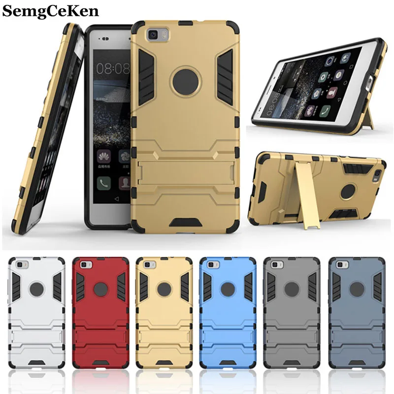 

SemgCeKen luxury holder armor case for huawei p8 lite 2017 p 8 p8lite original 3d plastic shockproof phone Hard back cover coque