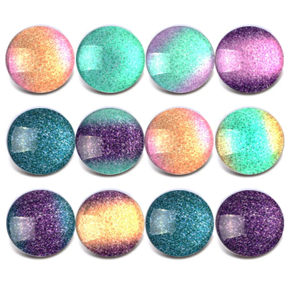 

10pcs/lot New Mixed Snap Jewelry Colorful Shinny Glass Charms 18mm Snap Button Jewelry for 18mm Snaps Bracelet ZB312
