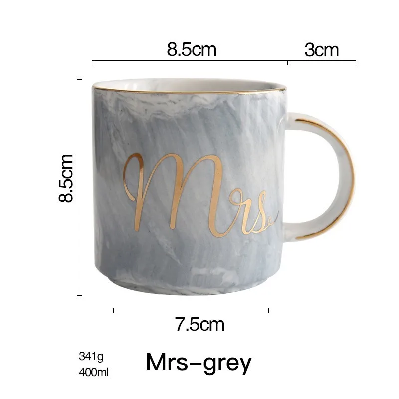 Кофейная кружка для влюбленных, молочная кружка, чайная чашка, Пномпень, керамика, новая оригинальная, для офиса, путешествий, розовый, белый - Цвет: Grey MRS