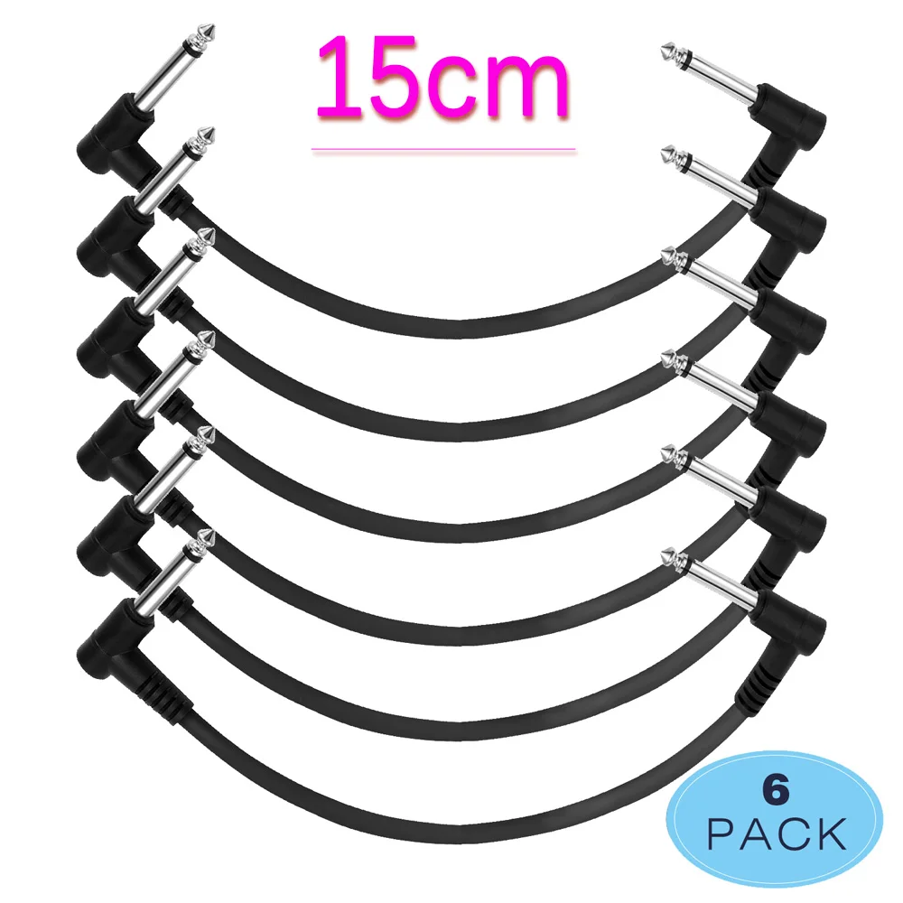 Доннер 3, 6 штук в партии, гитарная педаль патч аудио кабель 15/30 см правый угол Plug гитарные педали эффектов Соединительный кабель провод шнур аксессуары - Цвет: 6Pcs-15cm